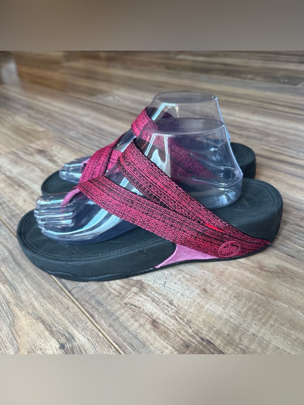 FitFlop F-Mode Go Webbing Sling Sandals Womens Size 10 Pink Black